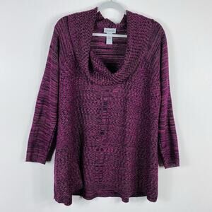 Catherines Size 0X Space Dye Cowl Neck Pullover Sweater Purple